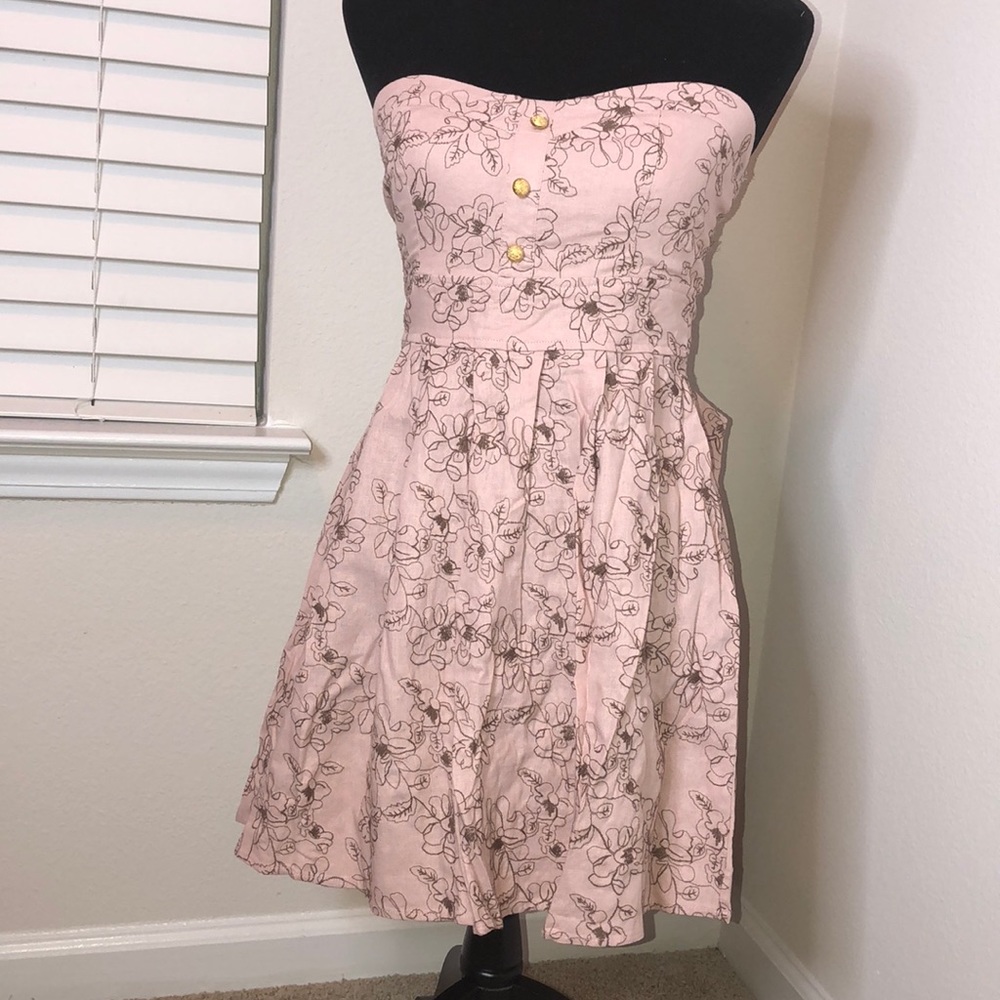 Pink & Brown Strapless Dress